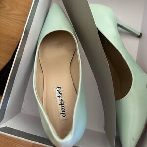 Charles David heels in mint/teal